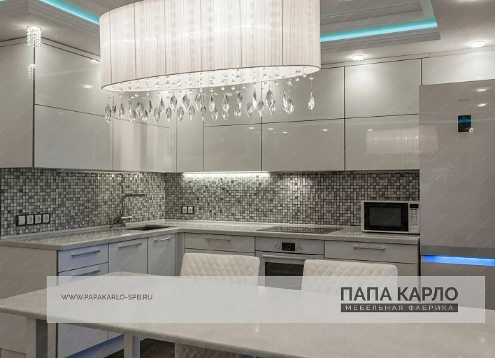 Белая кухня хай-тек на Парнасе купить кухню в Спб за 76900 руб. 